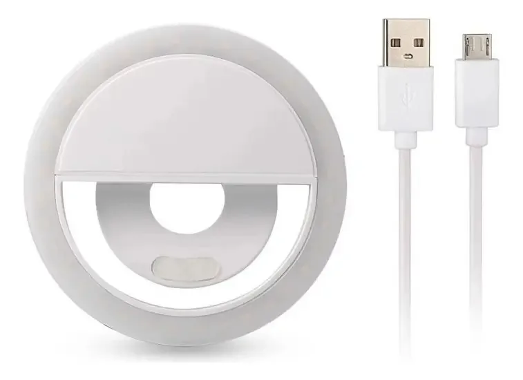 Anel de luz LED, anel de luz, selfie, recarregável, anel de luz USB, cor branca