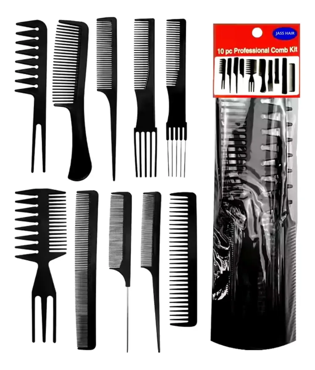 10 Pentes De Corte Cabeleireiro Barbeiro Profissional Cor Preto