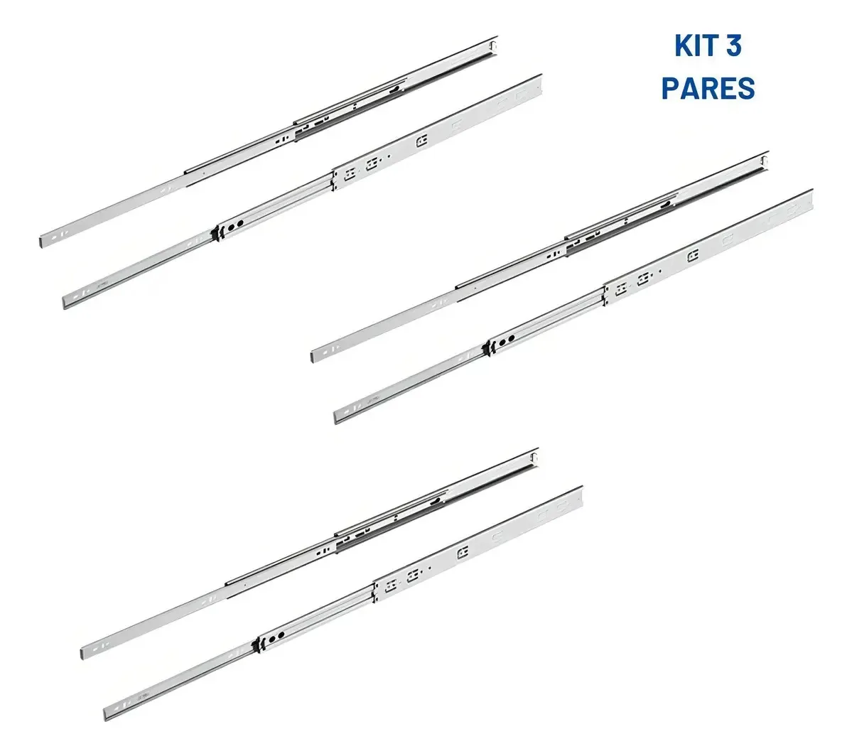 Corrediça Telescópica H42 da Hd Ferragens para Gavetas 50cm (3 Pares)