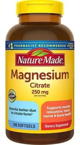 Citrato de magnésio 250 mg Nature Made 180 Sg Magnésio Citra Sabor Neutro