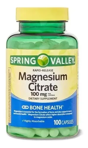 Citrato De Magnésio 100 Mg Spring Valley 100 Cp Magnésio Cit Neutro
