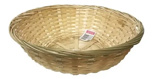 Caixa de pão redonda de vime de 22 cm, cor de ouro liso