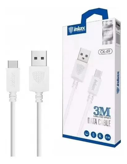 Cabo Inkax USB-C tipo C para USB 2.1a de 3 Mts. Telefones celulares e tablets