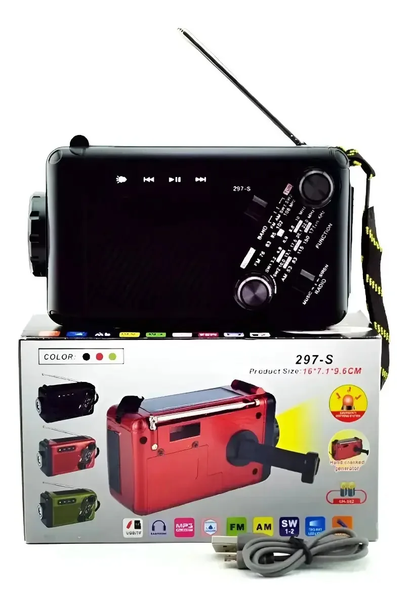 Rádio solar de emergência Fm/Am com Bluetooth 3500mAh