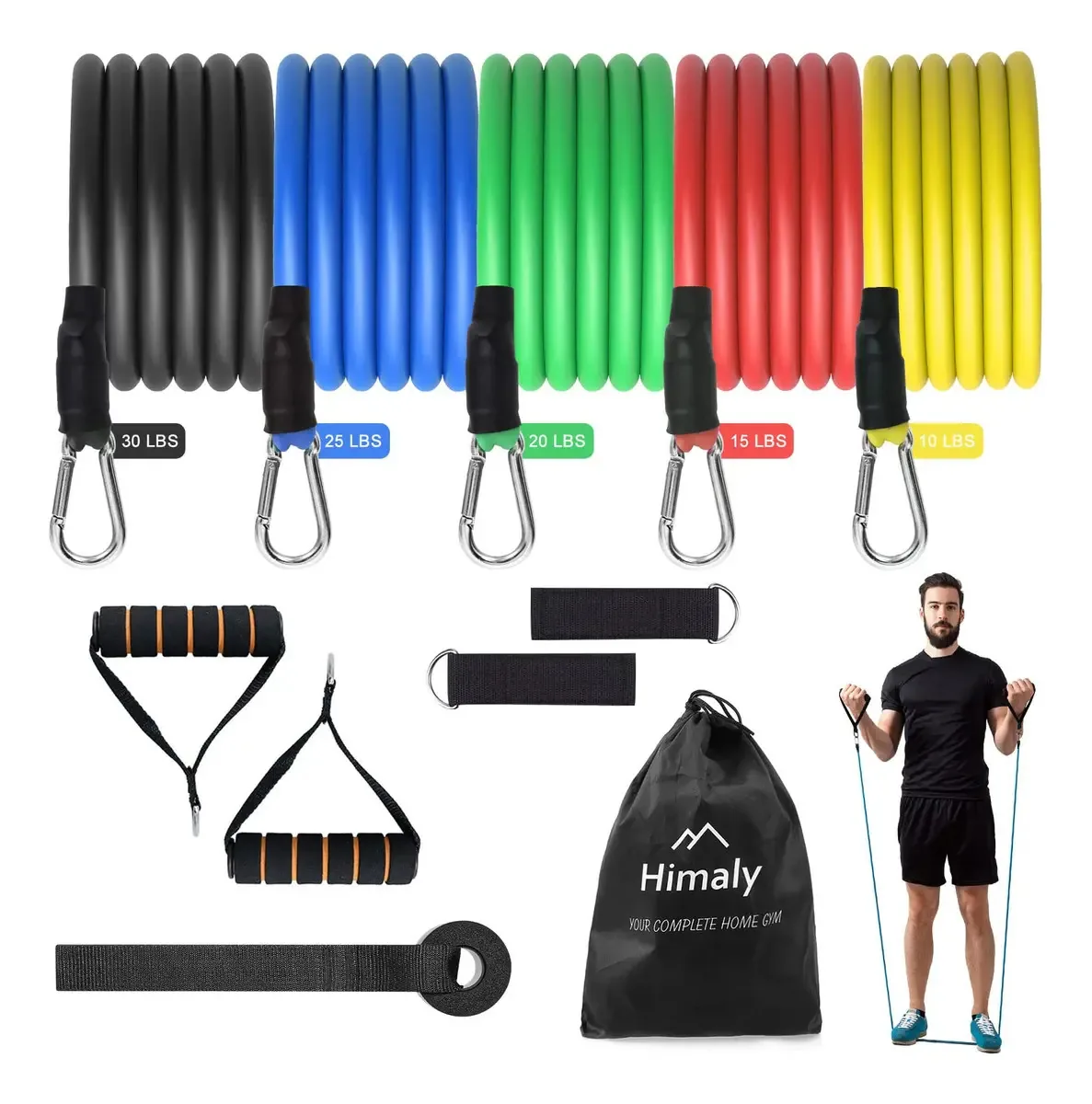 Conjunto de faixas de resistência, faixas de treinamento. Cor com cor