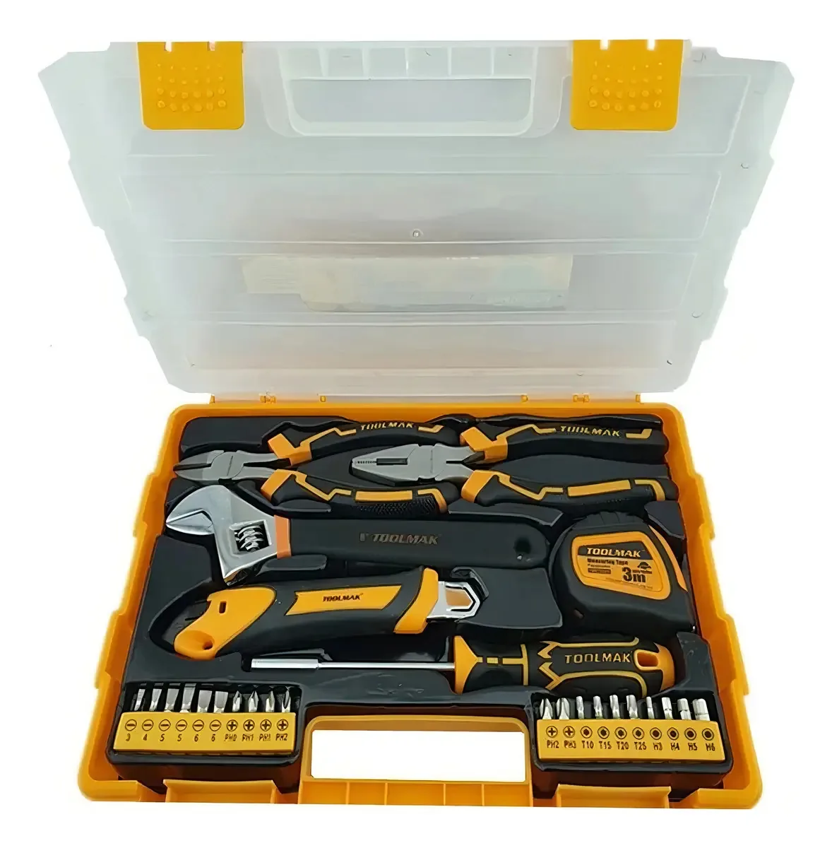 Conjunto de kit de ferramentas manuais Toolmak de 26 peças, cor única