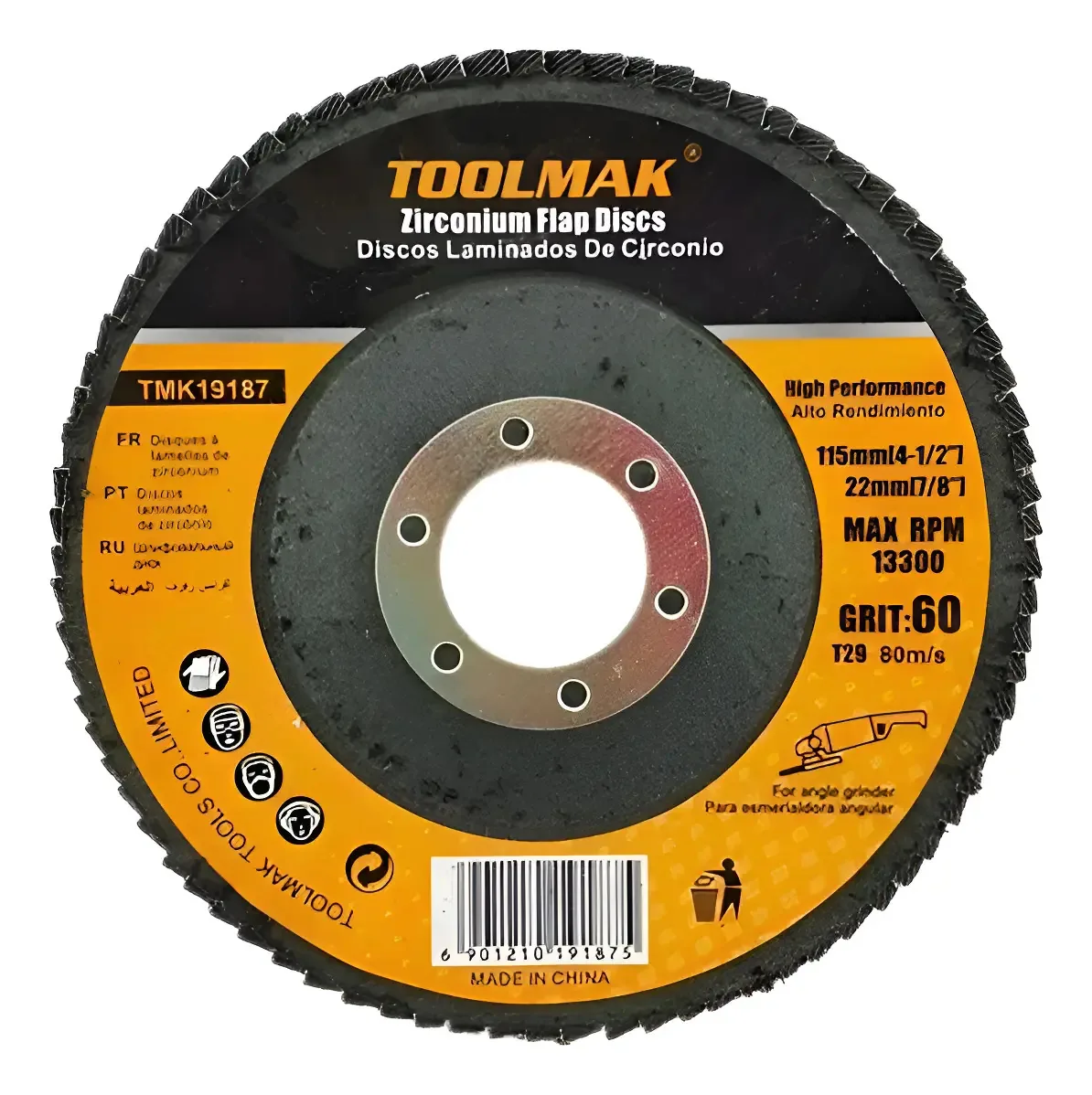 Pacote de 5 discos de lixa de polimento Yellow Toolmak Metal Overlap