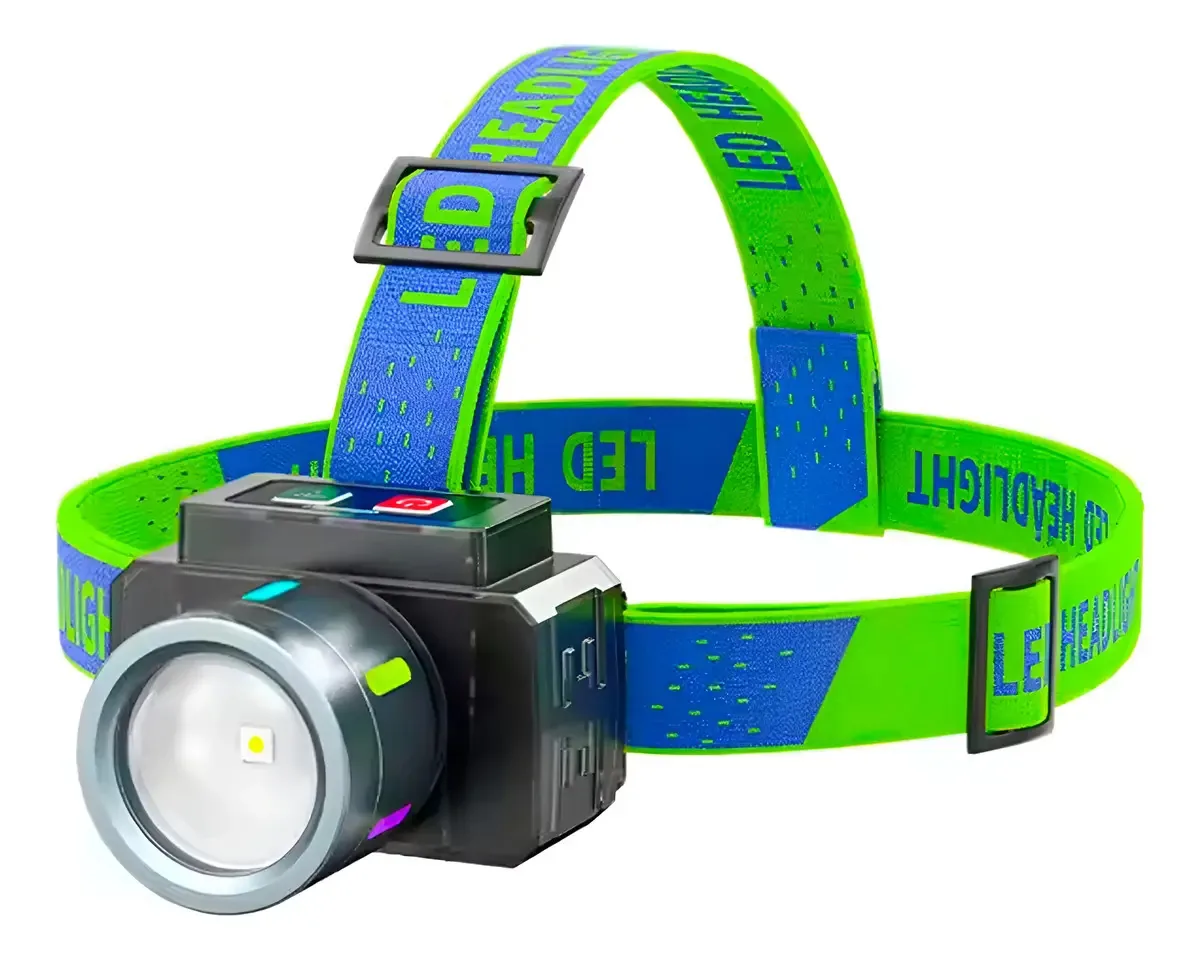 Sensor de lanterna de mineração LED Handsfree recarregável de 11 modos Lanterna cinza branca