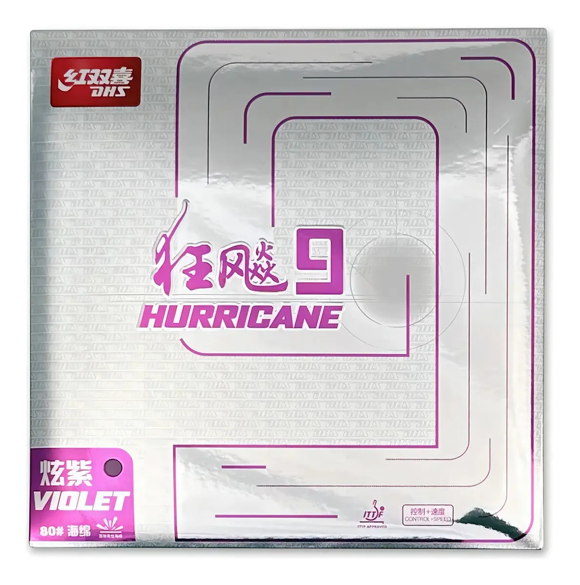 Borracha DHS Hurricane 9 Violeta Tênis de Mesa Controle e Elasticidade