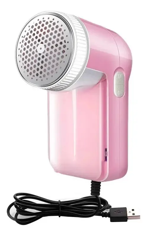 Esfera elétrica removedora de fiapos com USB recarregável rosa