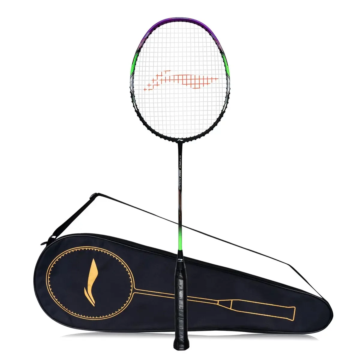 Li-ning G-force Superlite 3800 - Raquete de Badminton de Fibra de Carbono com Capa Completa Grátis (Preto/Roxo, Conjunto de 1)