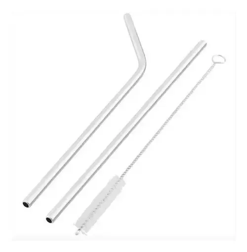 Kit 50 Canudos Reutilizáveis Em Inox Com Escova Higiênica