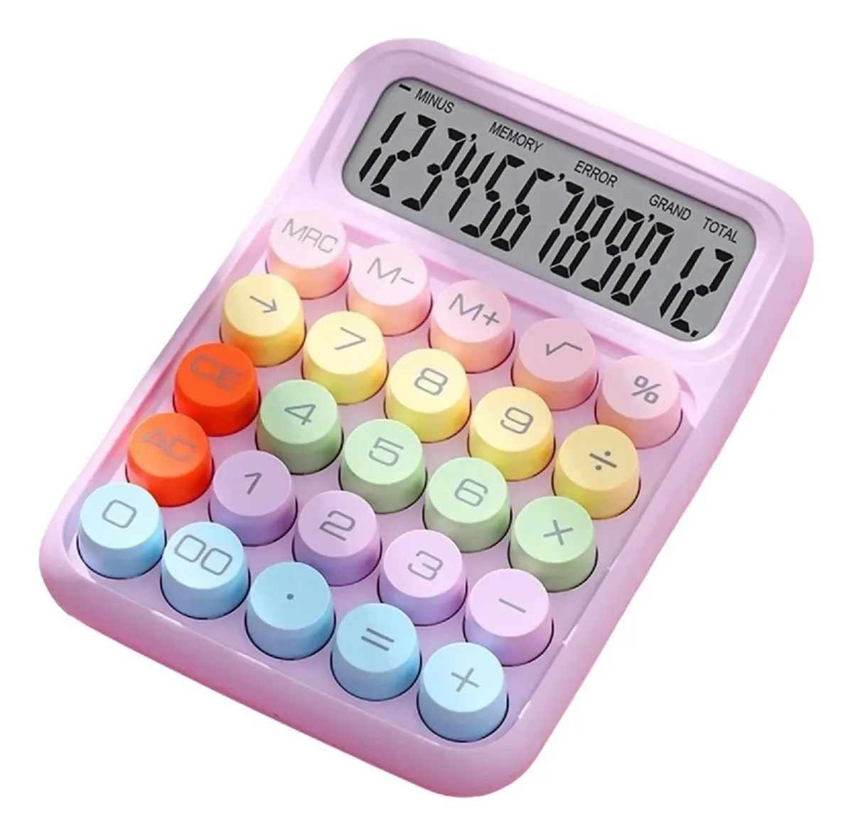 Calculadora Retrô de Mesa Colorida com Teclado Mecânico Lilás 12 Dígitos