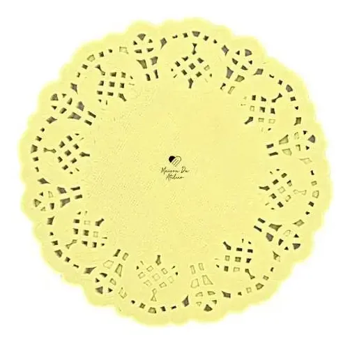 Kit Papel Rendado Amarelo 10cm 32un