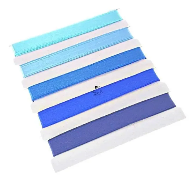 Kit Fitas Em Cetim 5 M Tons De Azul