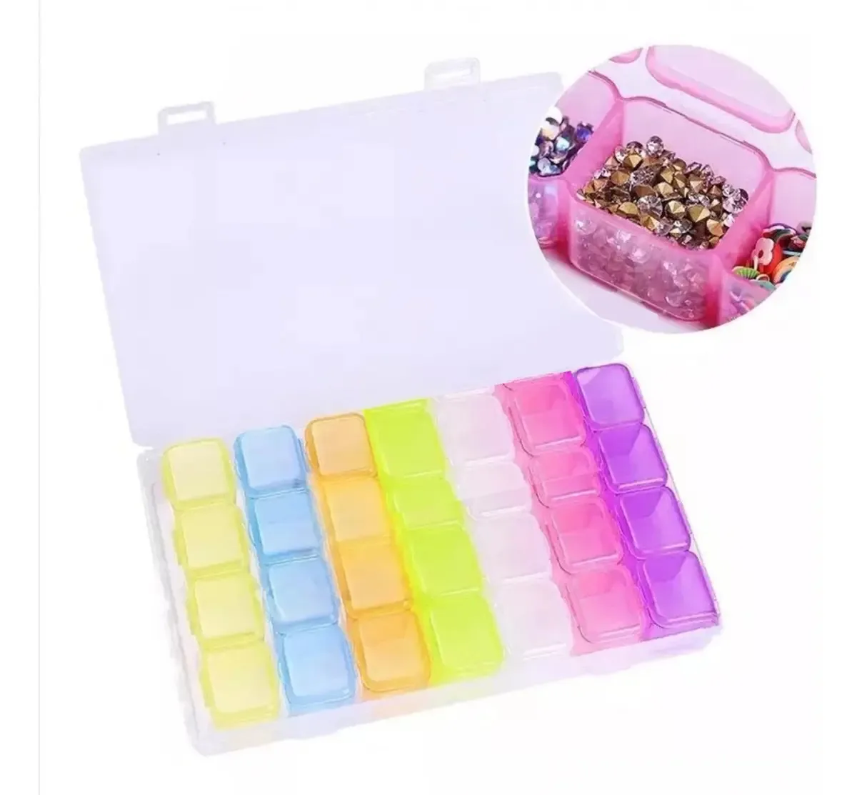 Organizador de cristal de strass, arte de unhas, joias, cor, multicolorido