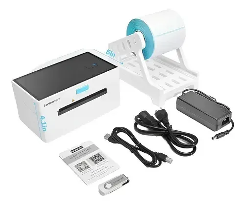 Suporte de rolo adesivo ajustável para impressora de etiquetas térmicas Bluetooth
