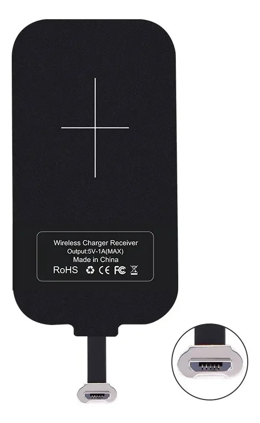 Adaptador Micro Usb Qi Para Carregamento Sem Fio Receptor