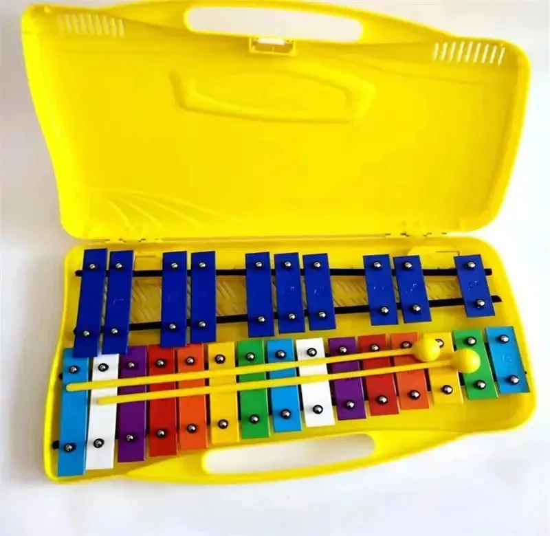 Placas cromáticas de metalofone de 25 notas, cores, cor didática, amarelo