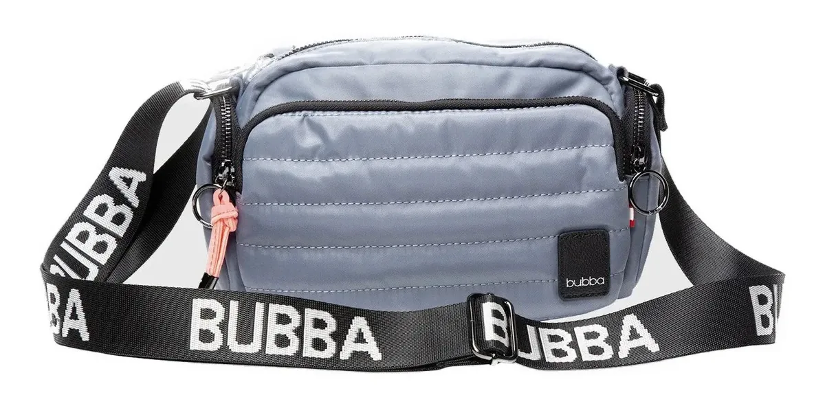 Bolsa de ombro de nylon azul liso Bubba Bags Victoria Nice Stone com alça preta e ferragens de metal