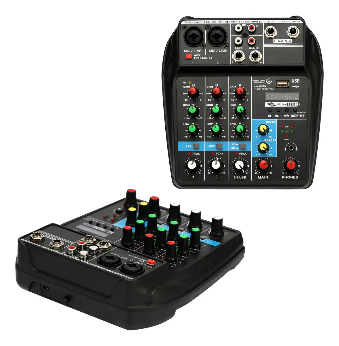 Mesa De Som 4 Canais Bluetooth Interface Gravação Usb Bivolt