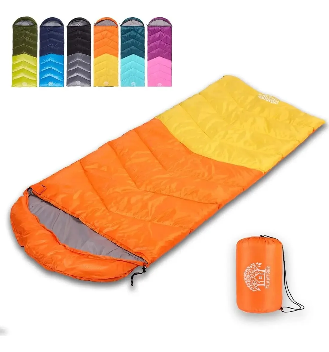 Sacos de dormir Swtmerry Camping para adultos com zíper esquerdo de 3 cores, amarelo-laranja