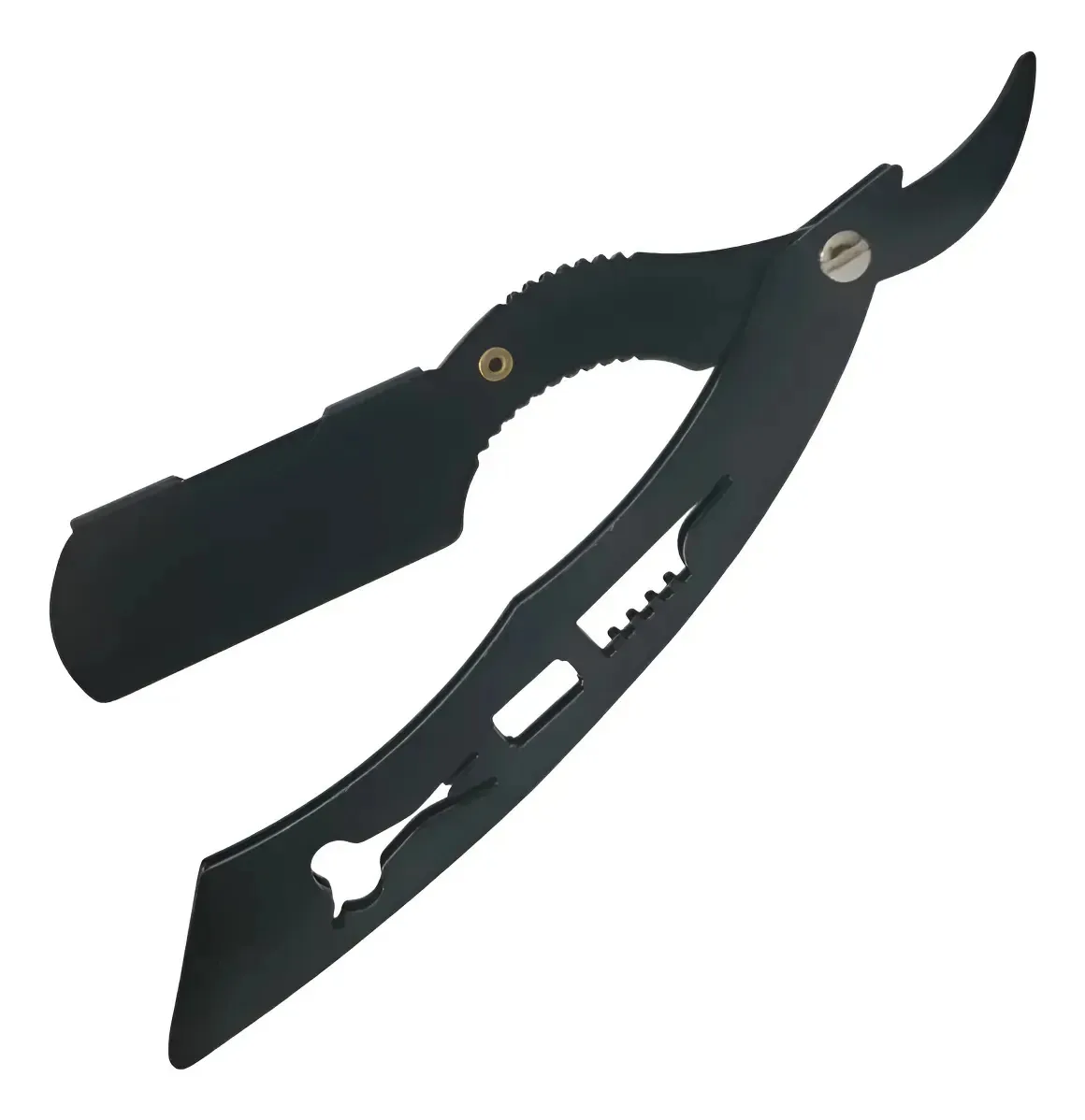 Navalhete Barbear Aço Inox C/ 2 Travas Preto Personalizado