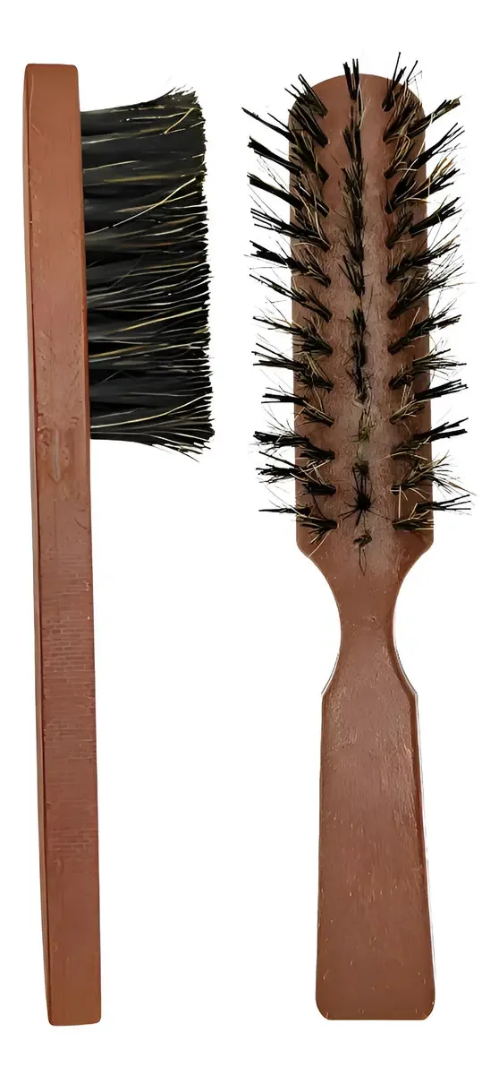 Kit Escovas Para Barba Raquete Cerdas Naturais Anti Frizz