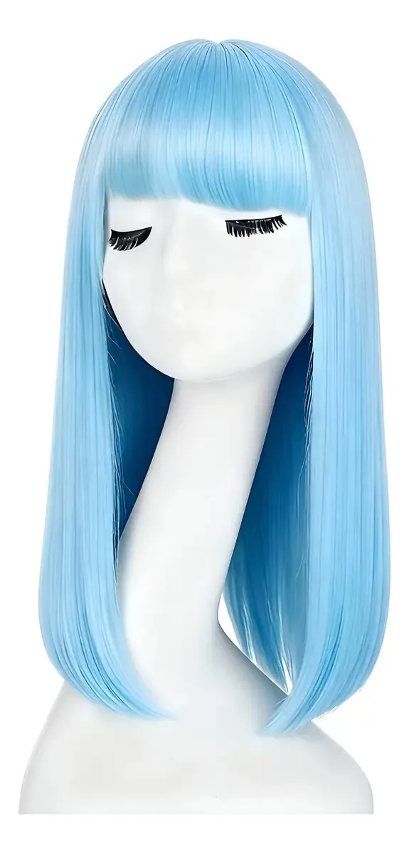 Peruca de fantasia de cabelo sintético Halloween Colors! Tamanho de base ajustável Sky Tone