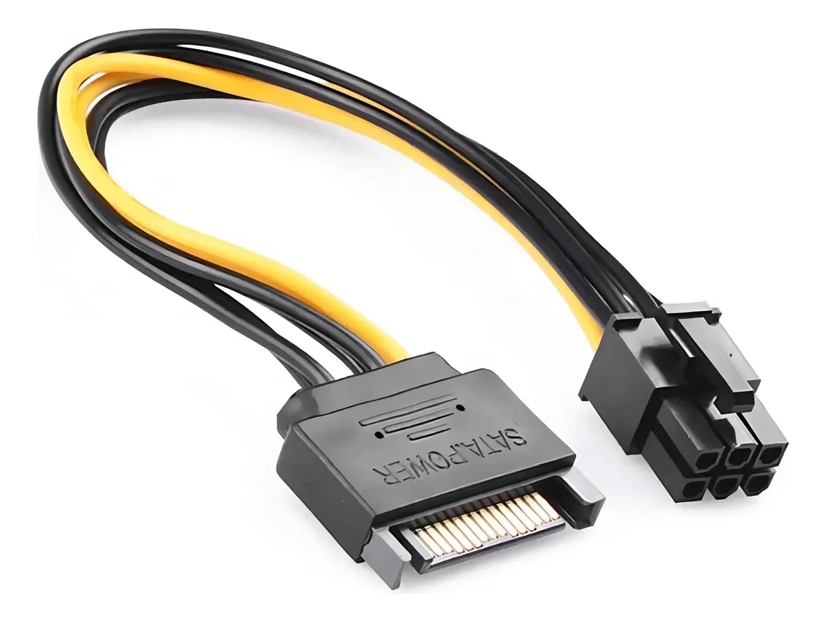 Cabo Energia Alimentação Sata Macho Pci E Express 6 Pinos