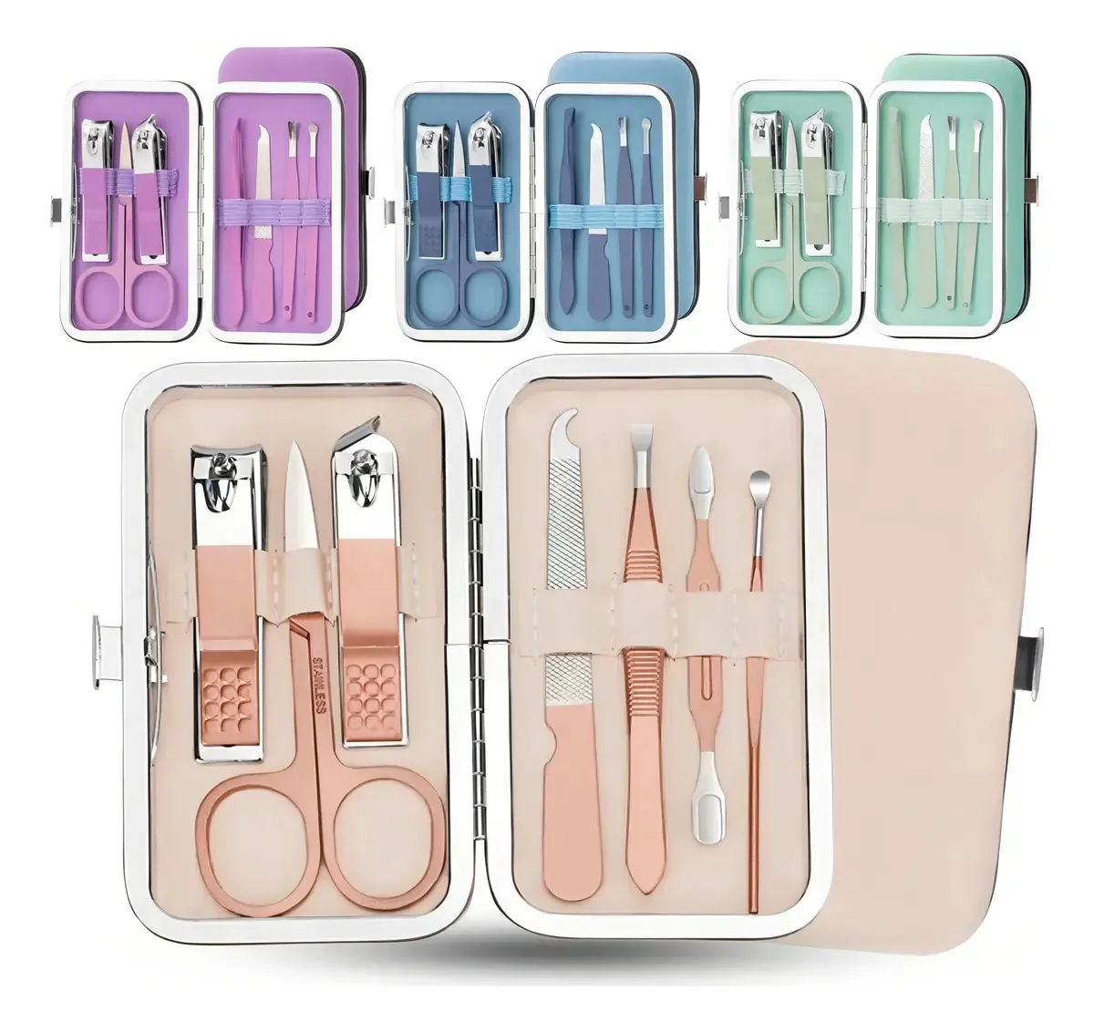 Mini kit de cuidados pessoais X7 peças para manicure e pedicúria