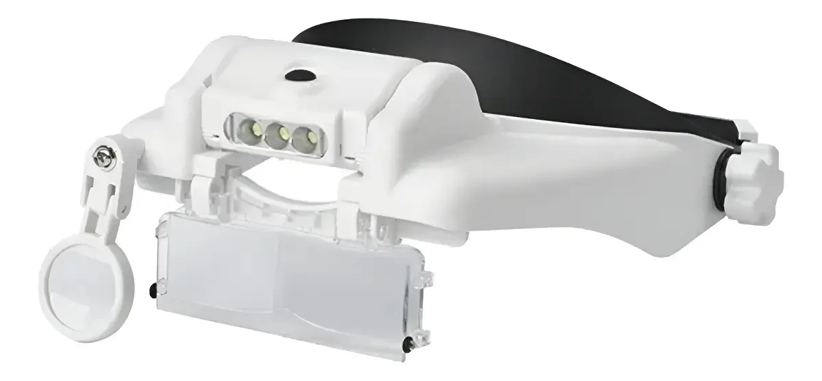 Lupa de Cabeça Oksn Recarregável com 3 Lentes e Zoom 11.5x na Cor Branca