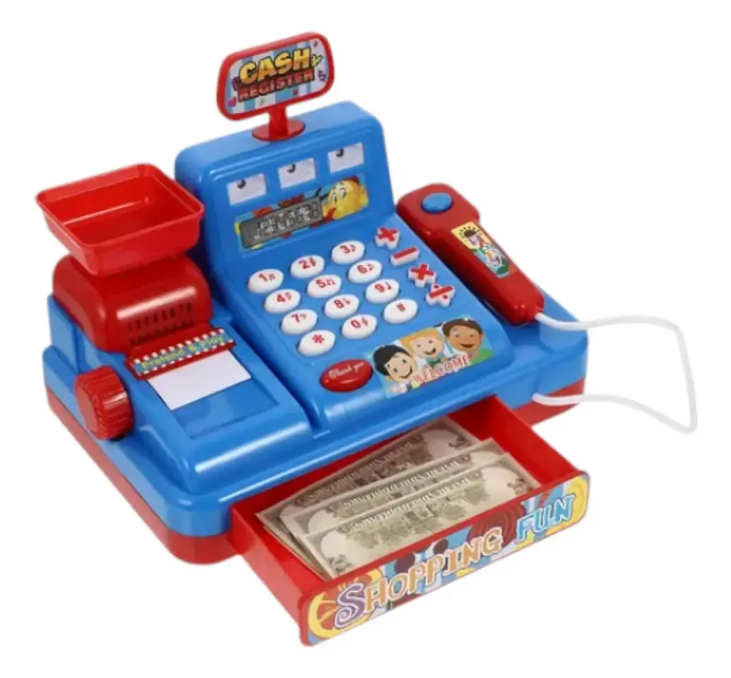 Box Register Toy Supermarket Kids Light Sound Color Blue