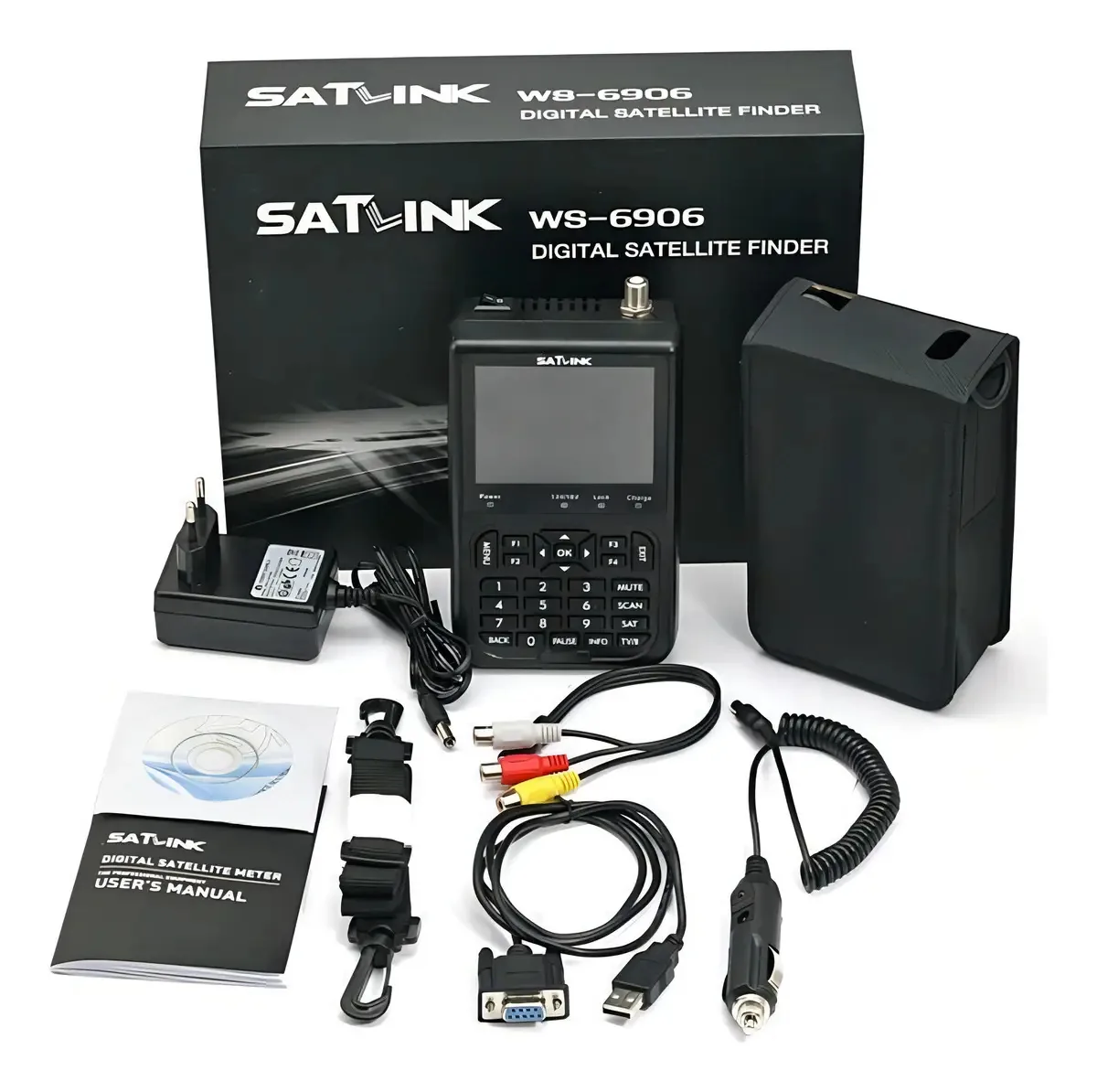 Localizador de Satélite Satlink WS-6906 com Tela Digital e Entrada AV