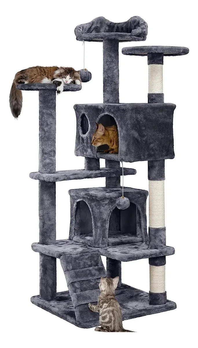 Postes para arranhar e escalar gatos com camas e níveis