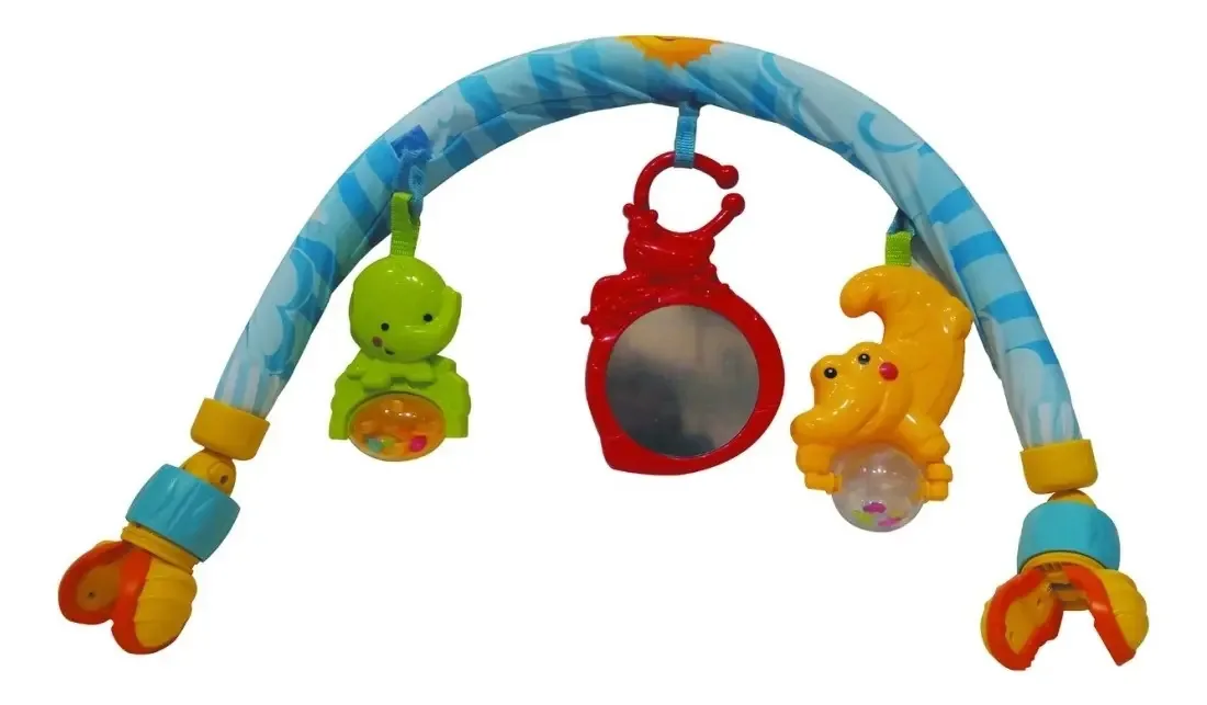 Arco Barral com chocalhos pendurados para carrinho de bebê