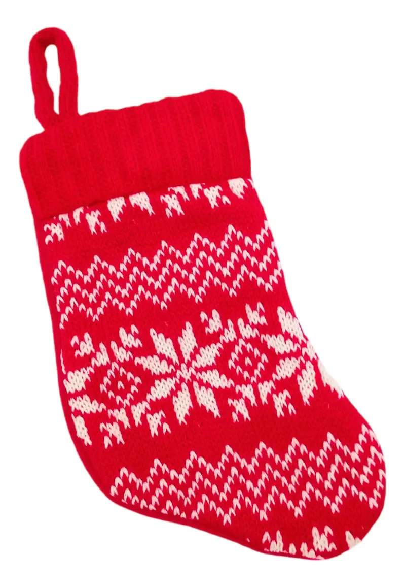 Botas de Natal tricotadas, enfeite de decoração de Natal X1, cor, tecido vermelho