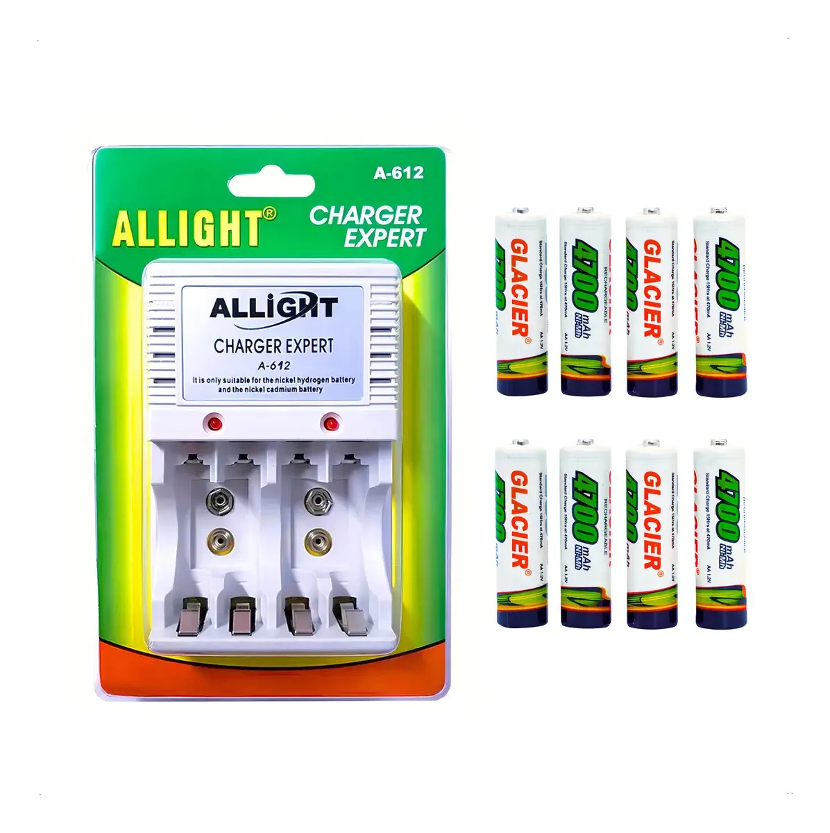 Kit 8 Pilhas Recarregáveis + Carregador Rápido Aa/aaa