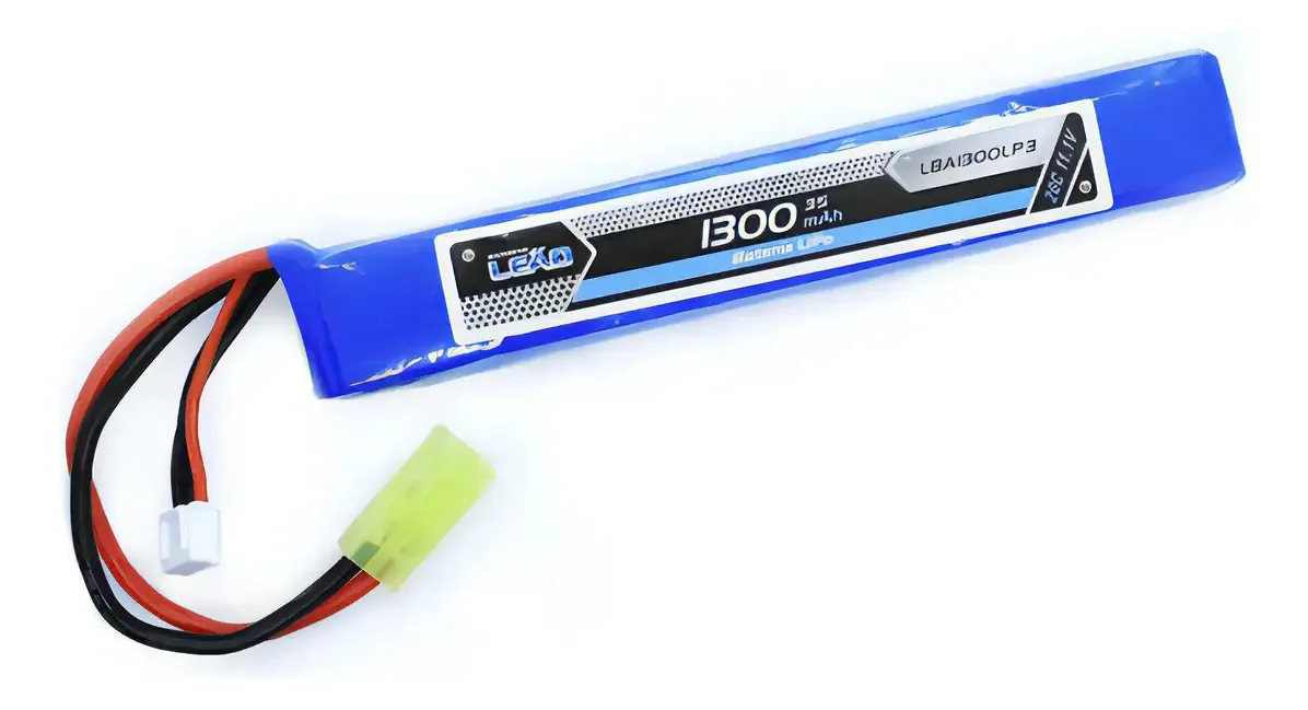 Bateria LiPo 11.1V 1300mAh 20/40C Airsoft Leão Modelismo Mini Tamiya