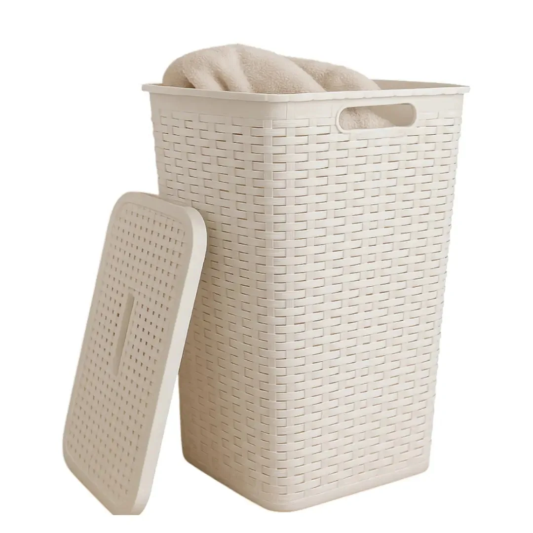 Cesta de roupa suja Cesta de lixo de plástico de vime