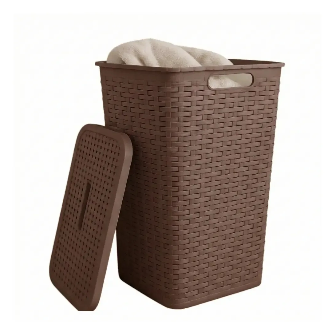 Cesta de roupas sujas Cesta de lixo de plástico de vime