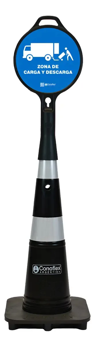 Cone de segurança Conoflex com sinal preto de carga e descarga