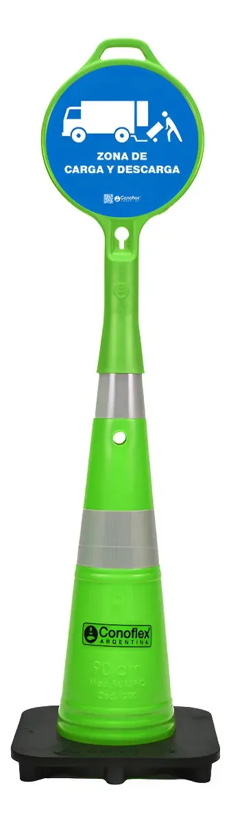 Cone de segurança Conoflex com sinal verde de carga e descarga