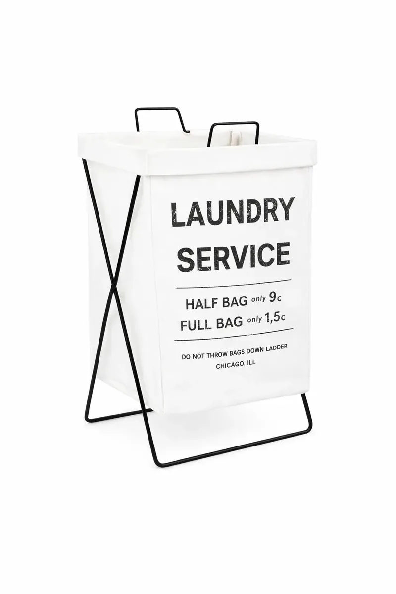 Cesto de roupa suja com alça, organizador dobrável impermeável, branco