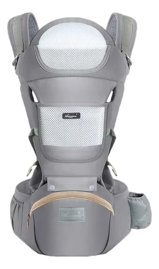 Mochila multifuncional Baby Carrier com assento ergonômico cinza