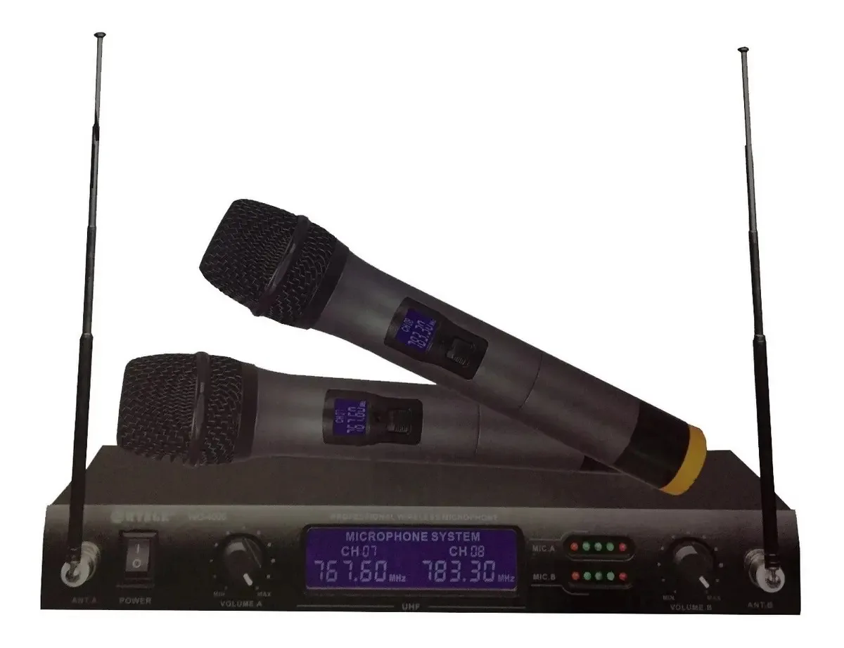 2 Microfones Receptor Uhf Qualidade Som Profissional 4000 Cor Preto