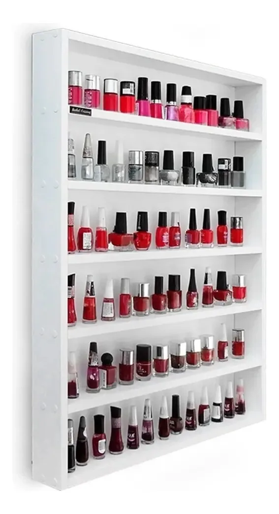 Organizador De Esmaltes para Parede em MDF Genus Móveis Branco, com Capacidade para 80 Esmaltes