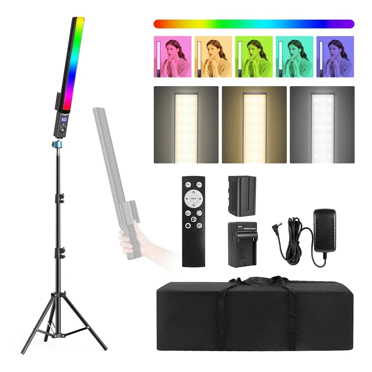 Rgb de luz led Zingbabu Kit De Estudio Fotografía RGB Kit De Estudio Fotografía RGB cor rgb com estrutura Preto