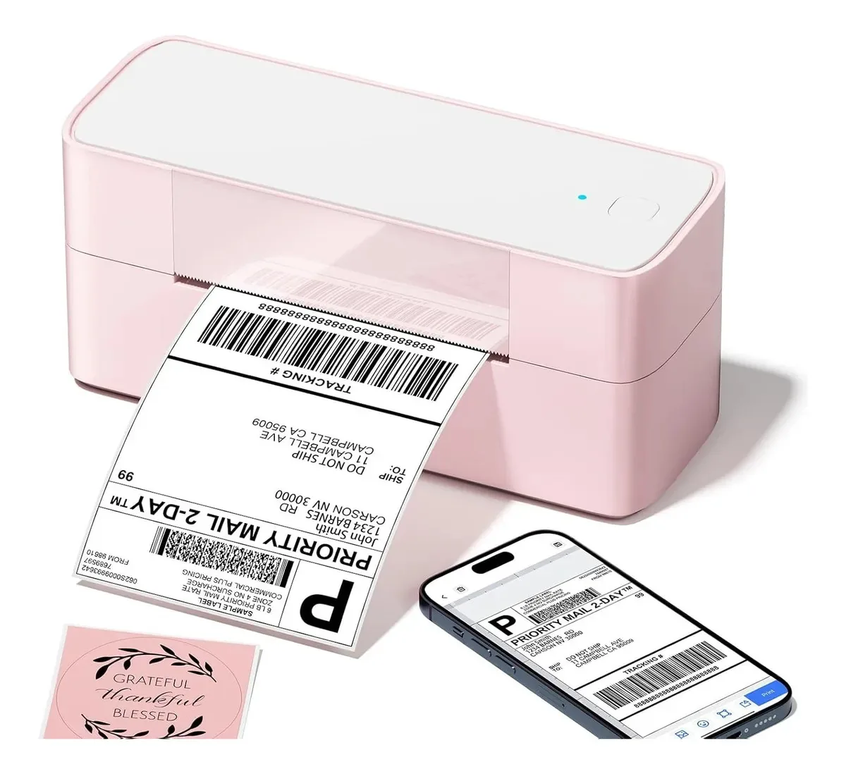 Impressora de etiquetas térmicas Bluetooth 245bt, rosa
