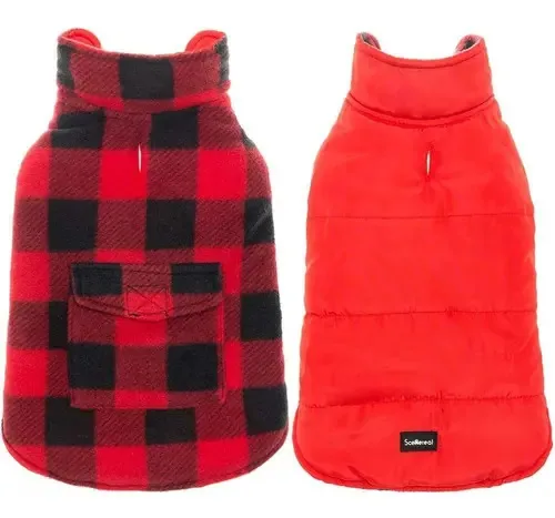 Scenereal - Colete de inverno para cães, reversível, aberto